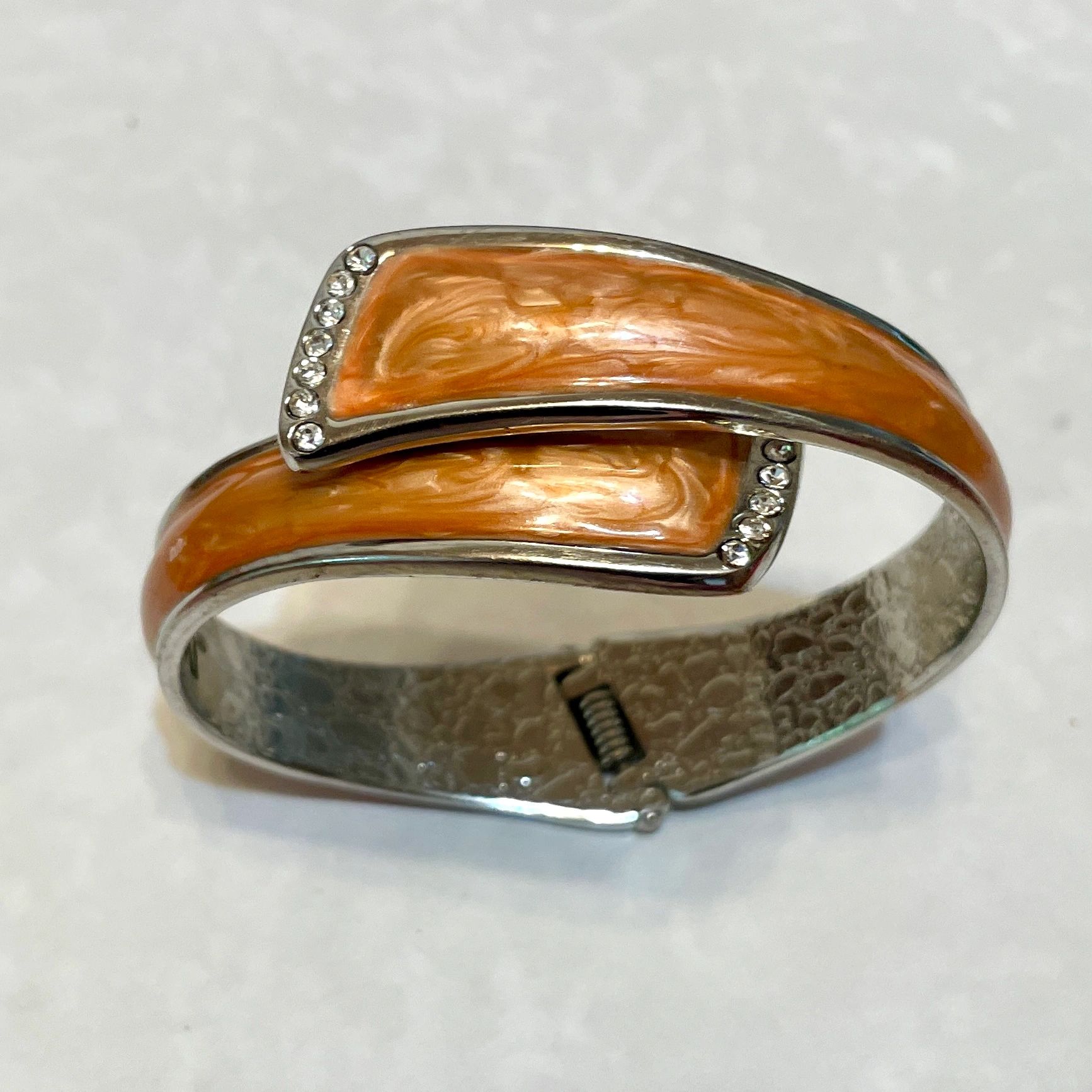 Orange enamel rhinestone bracelet