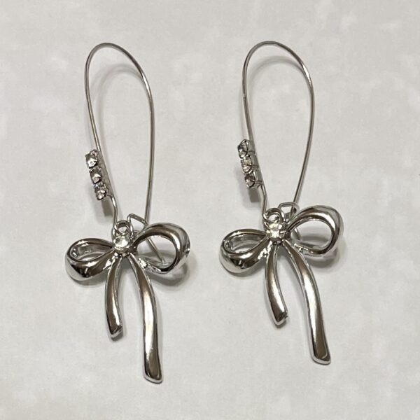 Silvery Bow-Tie  Earrings
