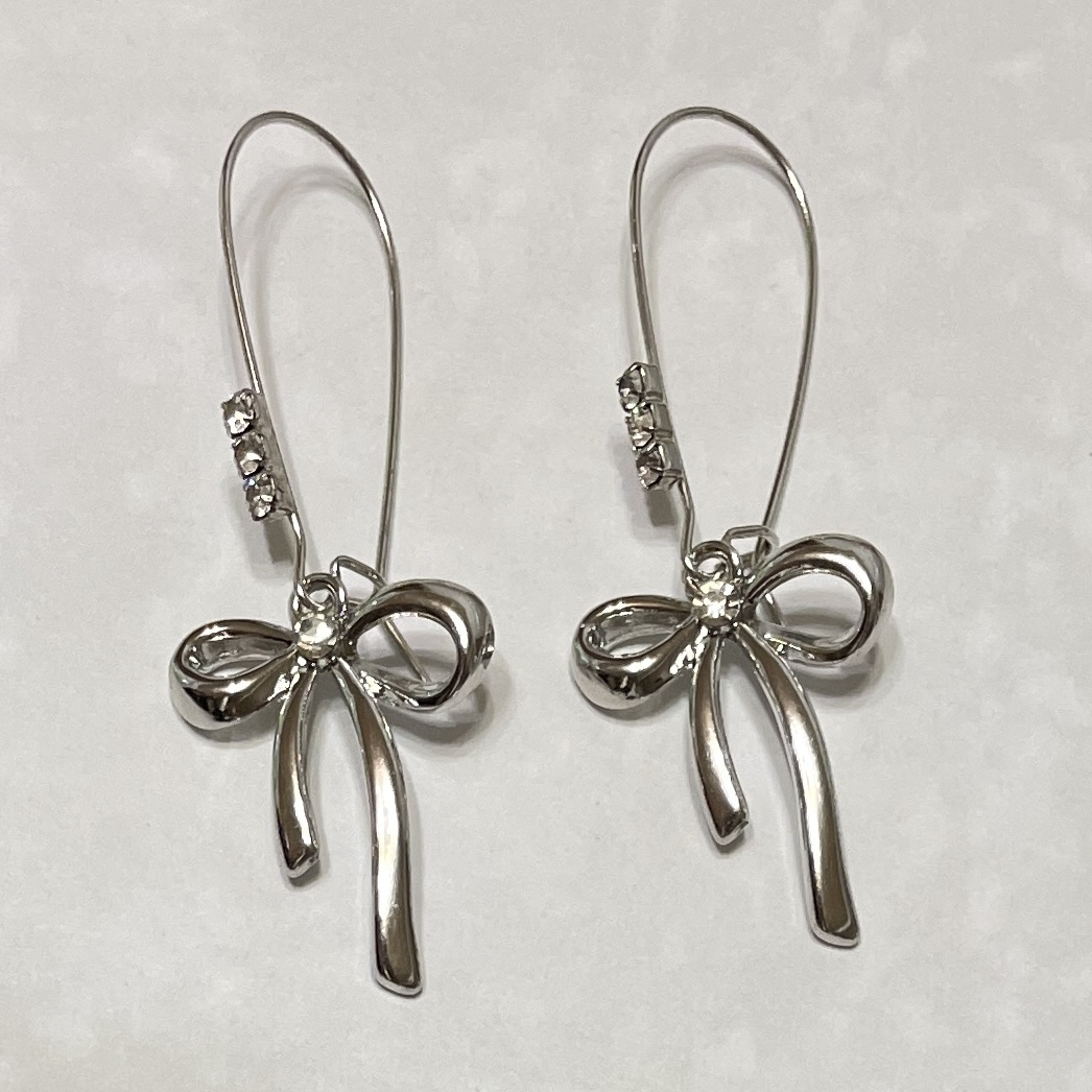 Silvery Bow-Tie  Earrings