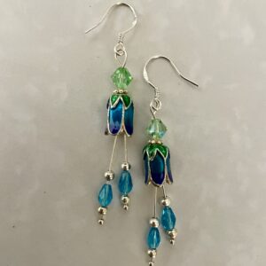 Green and Blue Flower Earrings
